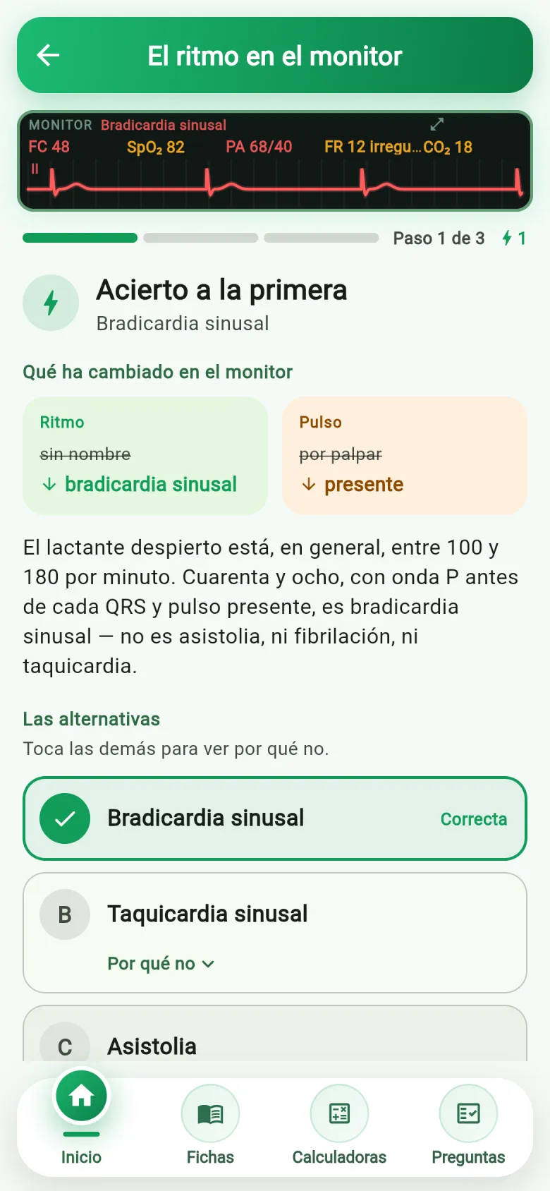 Respuesta comentada: qué cambió en el monitor después de la decisión y por qué cada opción incorrecta no sirve